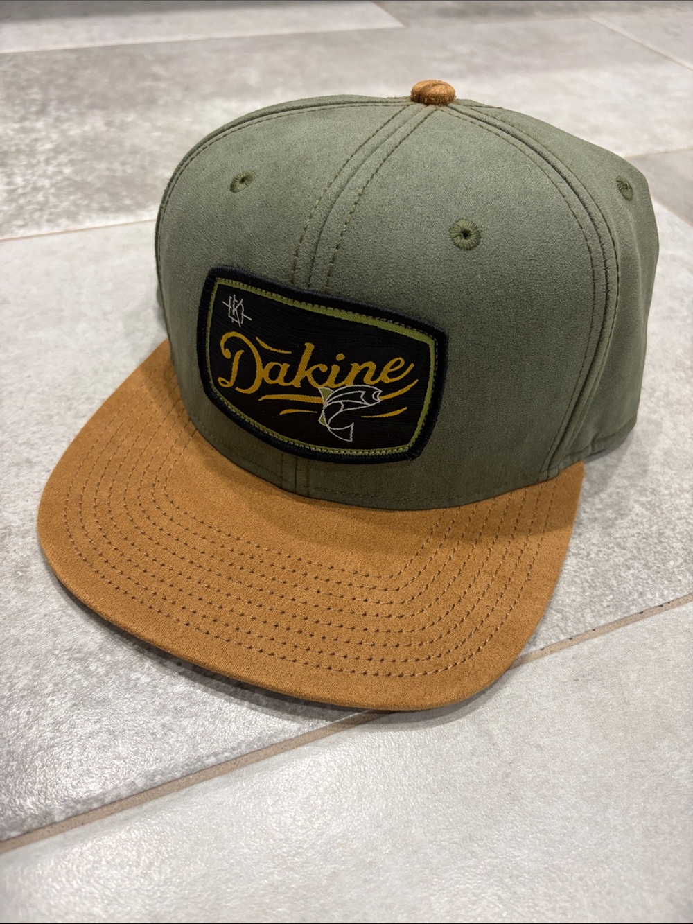 Dakine Olive and Tan Two-Tone Suede Snapback Hat
